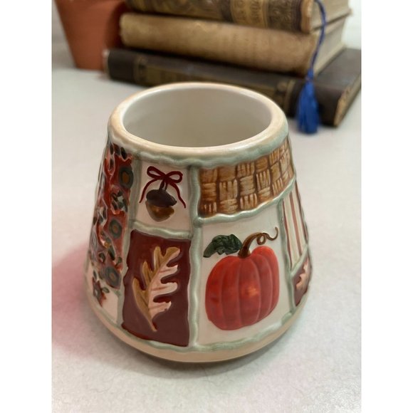Yankee Candle Small Ceramic Candle Shade Autumn Fall Pumpkin Acorns Leaves - Picture 7 of 10